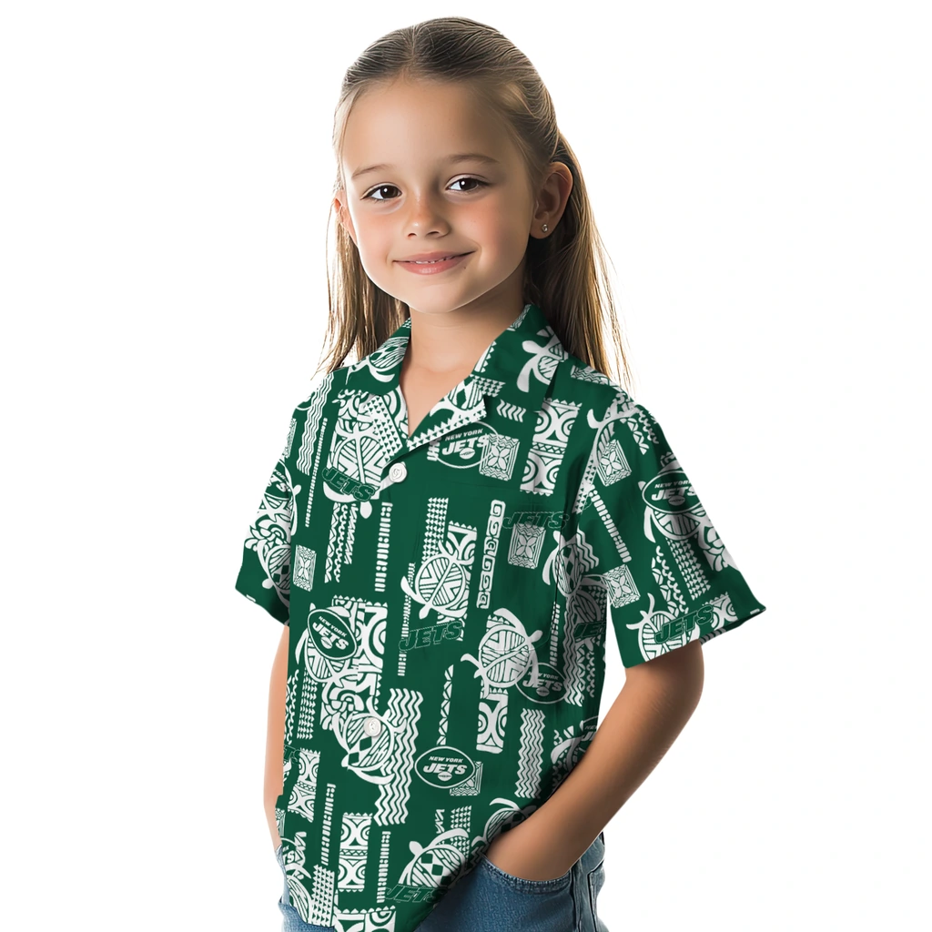 New York Jets Hawaiian Shirt - Turtle Lines new york jets turtle lines green hawaiian shirts premium grade