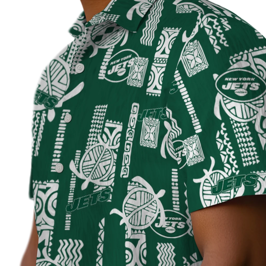 New York Jets Hawaiian Shirt - Turtle Lines new york jets turtle lines green hawaiian shirts trendy