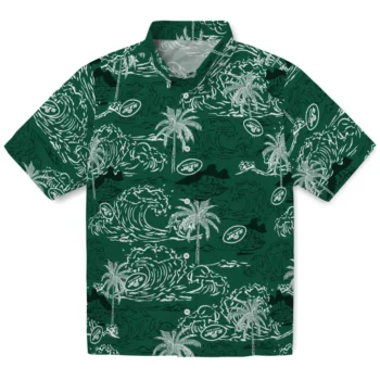 new york jets wave palm green hawaiian shirts best selling