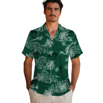 new york jets wave palm green hawaiian shirts fashion forward