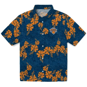 new york knicks hibiscus petals blue hawaiian shirts best selling