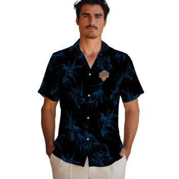 new york knicks bamboo branches blue black hawaiian shirts fashion forward