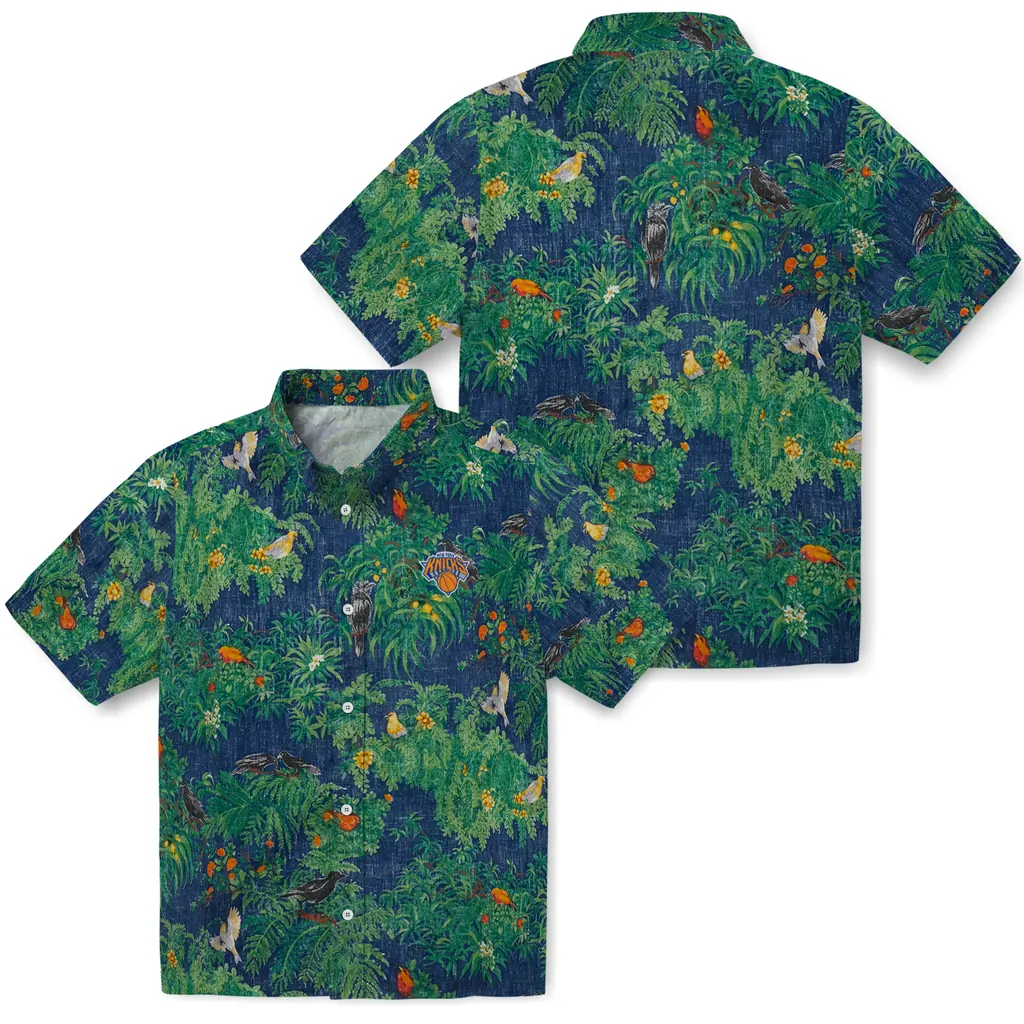 New York Knicks Hawaiian Shirt - Bird Canopy new york knicks bird canopy green hawaiian shirts high quality