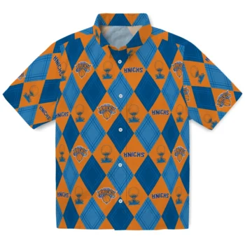 new york knicks balloon plaid blue hawaiian shirts best selling