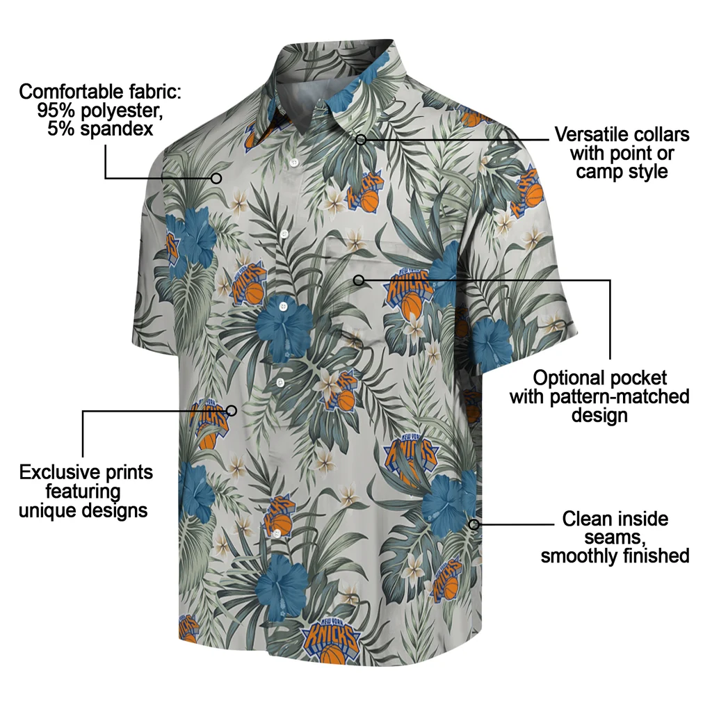 New York Knicks Hawaiian Shirt - Hibiscus Designs new york knicks hibiscus designs beige hawaiian shirts new arrival