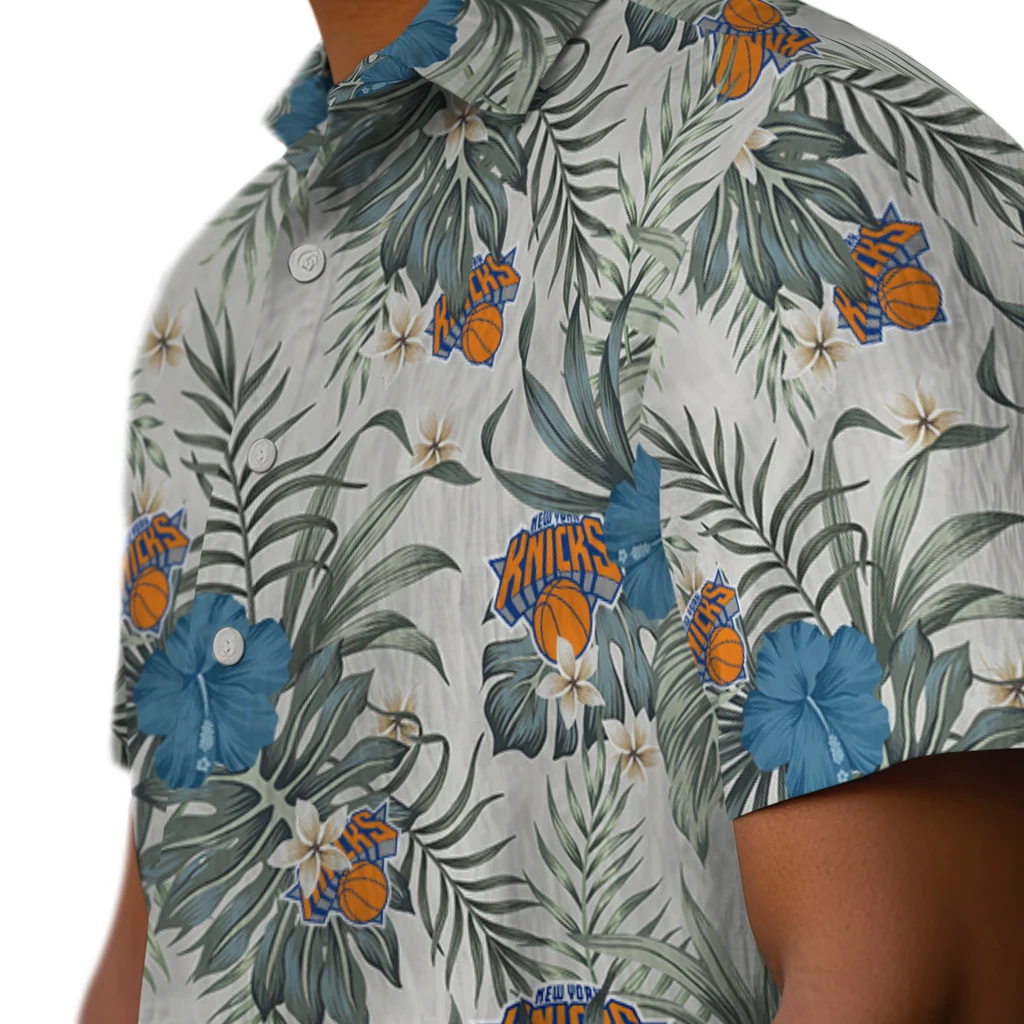 New York Knicks Hawaiian Shirt - Hibiscus Designs new york knicks hibiscus designs beige hawaiian shirts trendy