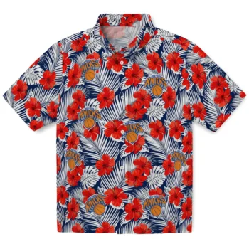 new york knicks hibiscus fiesta red royal blue hawaiian shirts best selling