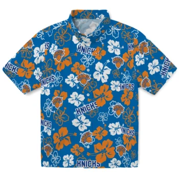 new york knicks hibiscus bloom blue hawaiian shirts best selling