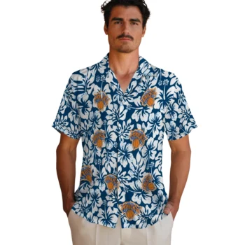 new york knicks hibiscus motif blue white hawaiian shirts fashion forward