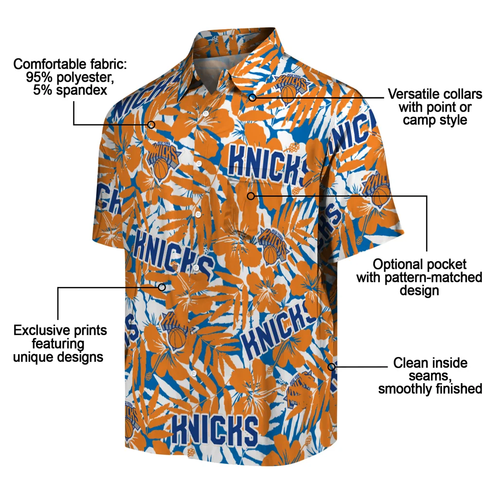 New York Knicks Hawaiian Shirt - Hibiscus Overlay new york knicks hibiscus overlay hawaiian shirts new arrival
