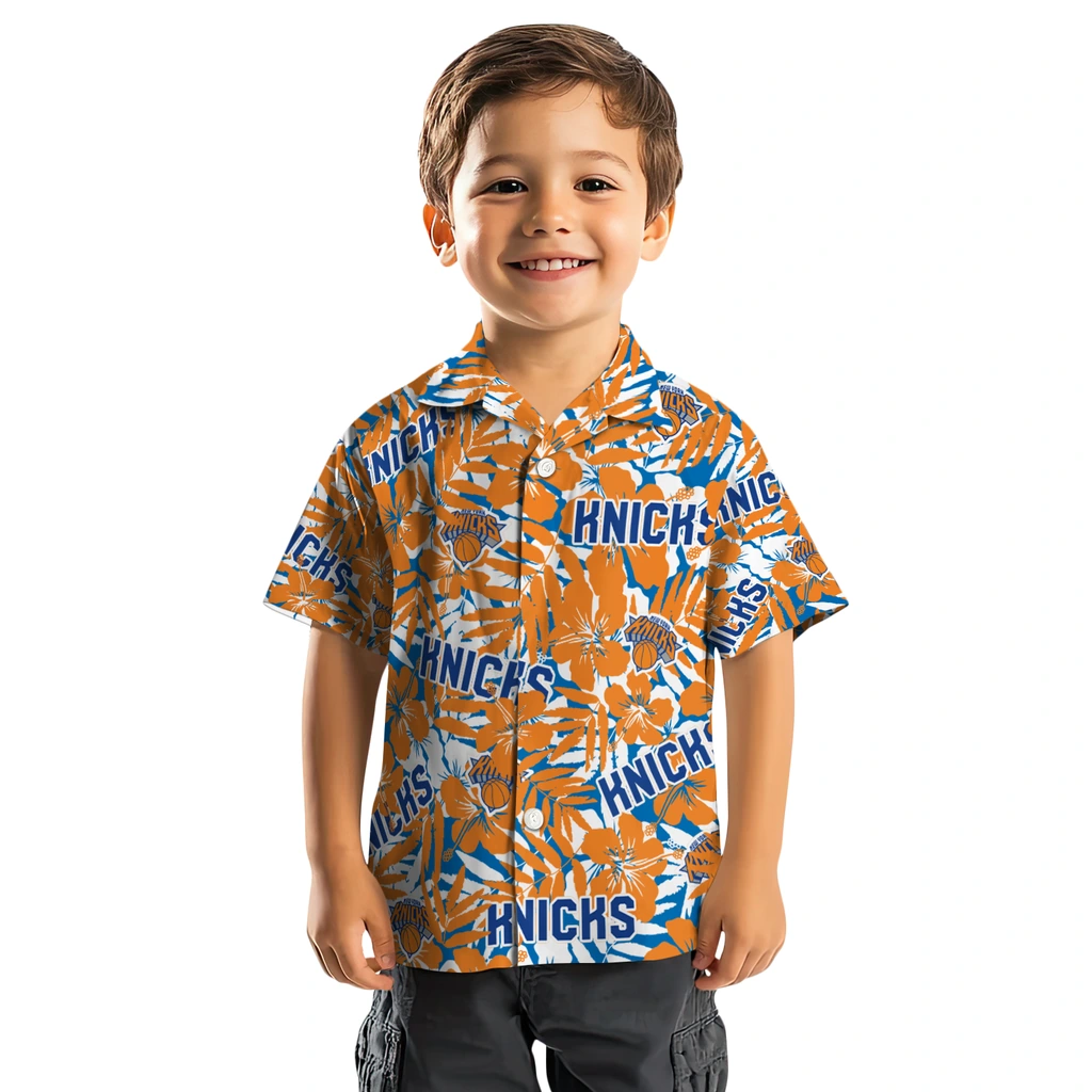 New York Knicks Hawaiian Shirt - Hibiscus Overlay new york knicks hibiscus overlay hawaiian shirts top rated