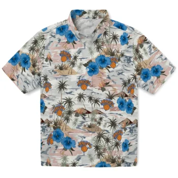 new york knicks hibiscus seaside white hawaiian shirts best selling