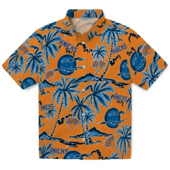 new york knicks palm sunset hawaiian shirts best selling