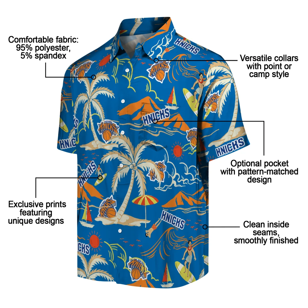 New York Knicks Hawaiian Shirt - Palm Tree Island new york knicks palm tree island blue hawaiian shirts new arrival