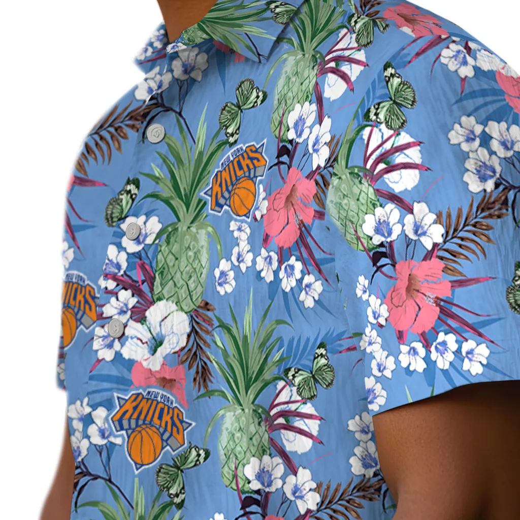 New York Knicks Hawaiian Shirt - Pineapple Bouquet new york knicks pineapple bouquet best sky blue hawaiian shirts trendy