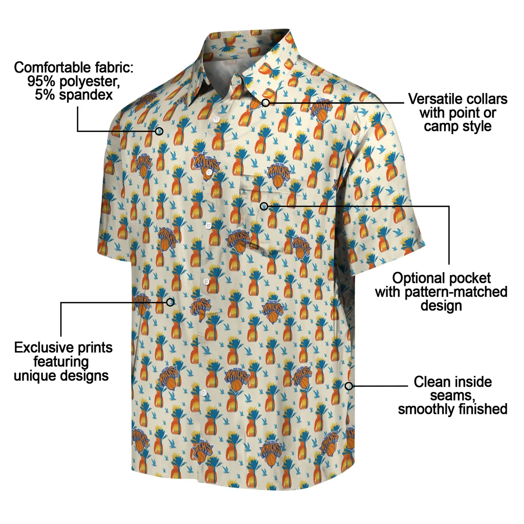 New York Knicks Hawaiian Shirt - Pineapple Delight new york knicks pineapple delight beige hawaiian shirts new arrival