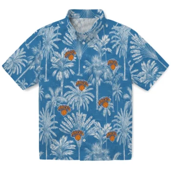 new york knicks palm shadows blue hawaiian shirts best selling