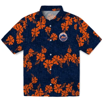 new york mets hibiscus petals blue hawaiian shirts best selling