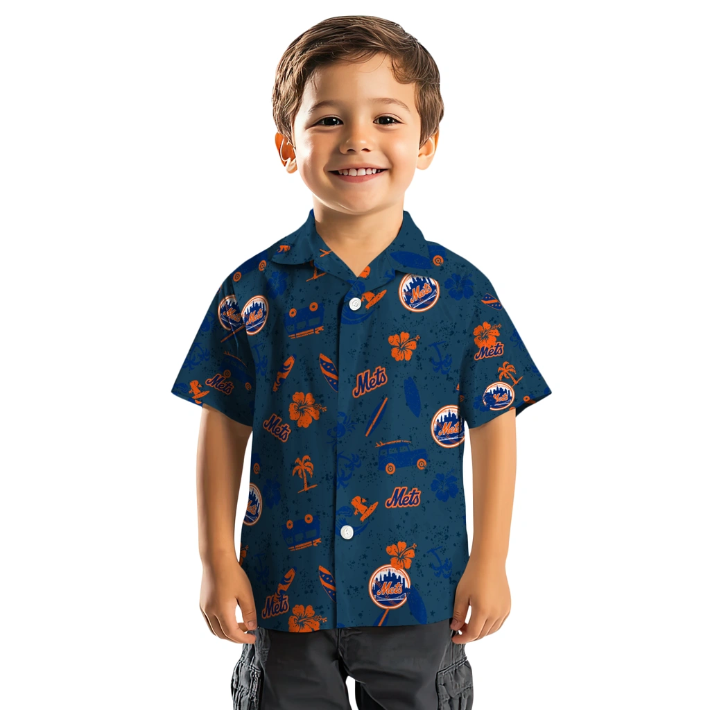 New York Mets Hawaiian Shirt - Beach Vibe new york mets beach vibe navy hawaiian shirts top rated