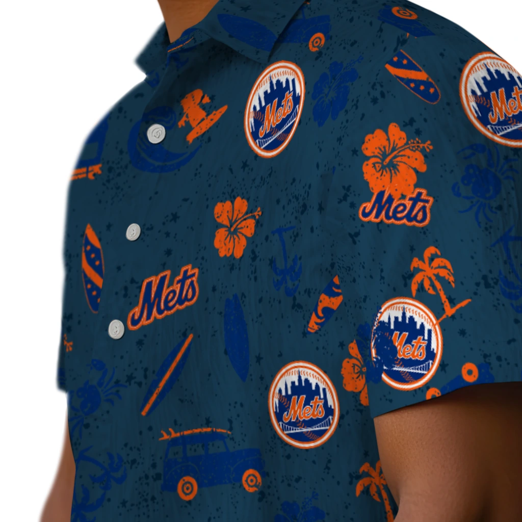 New York Mets Hawaiian Shirt - Beach Vibe new york mets beach vibe navy hawaiian shirts trendy