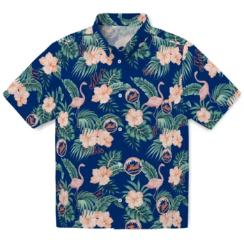 new york mets flamingo palms blue hawaiian shirts best selling