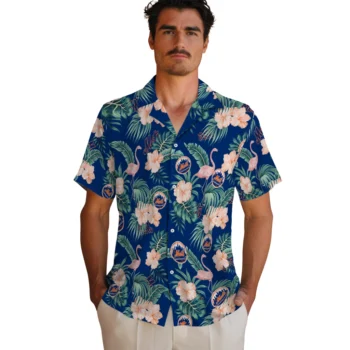 new york mets flamingo palms blue hawaiian shirts fashion forward
