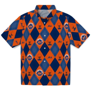 new york mets balloon plaid blue hawaiian shirts best selling