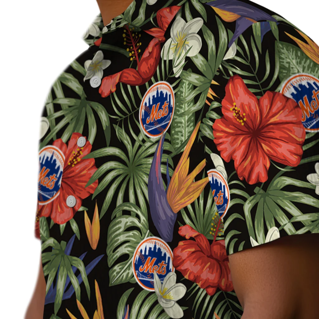 New York Mets Hawaiian Shirt - Hawaii Floral Hibiscus new york mets hibiscus bird hawaiian shirts trendy