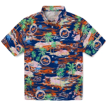 new york mets flamingo retreat blue hawaiian shirts best selling