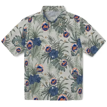 new york mets hibiscus designs beige hawaiian shirts best selling