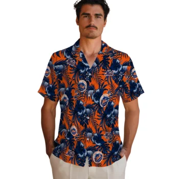 new york mets hibiscus exotic blue hawaiian shirts fashion forward