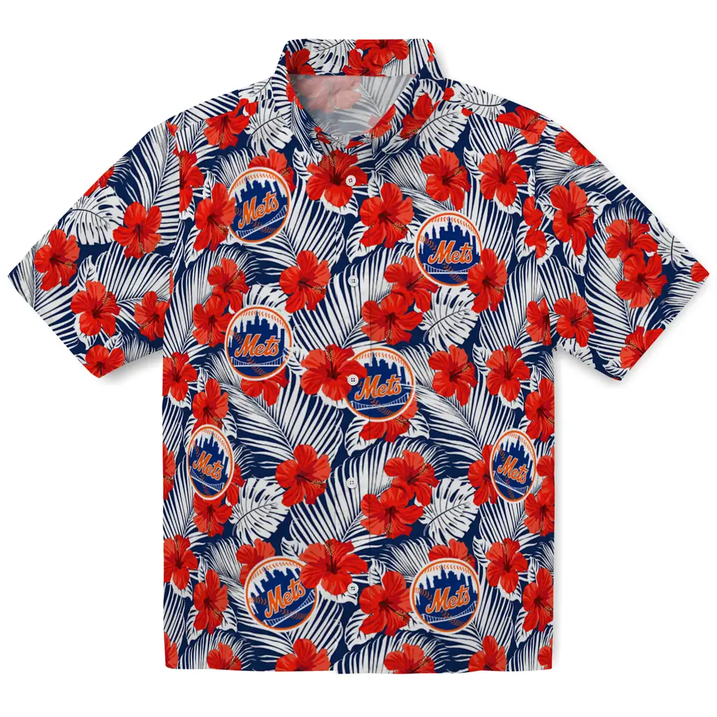 New York Mets Hawaiian Shirt - Hibiscus Fiesta new york mets hibiscus fiesta red royal blue hawaiian shirts best selling