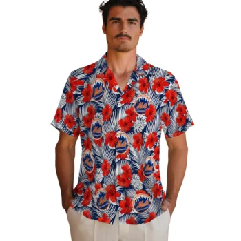 new york mets hibiscus fiesta red royal blue hawaiian shirts fashion forward