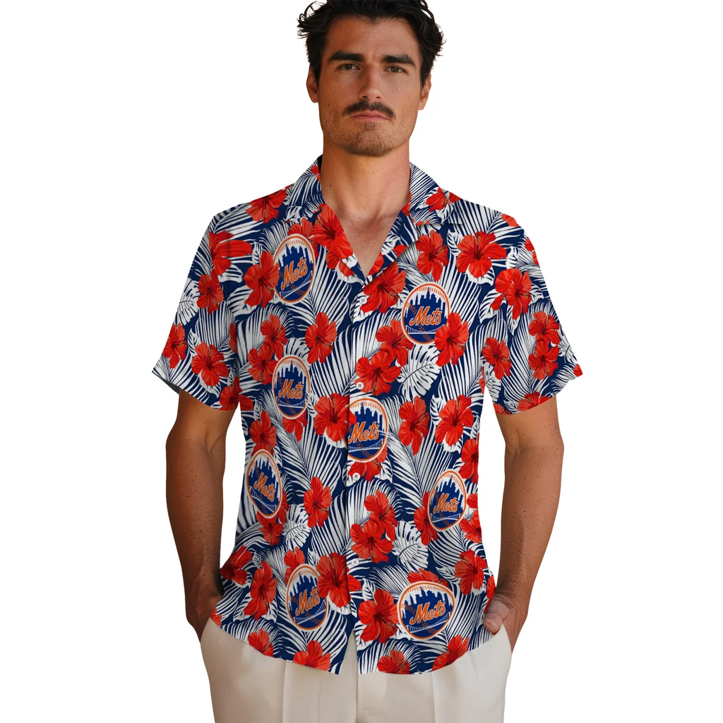 New York Mets Hawaiian Shirt - Hibiscus Fiesta new york mets hibiscus fiesta red royal blue hawaiian shirts fashion forward
