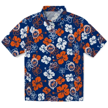 new york mets hibiscus bloom blue hawaiian shirts best selling