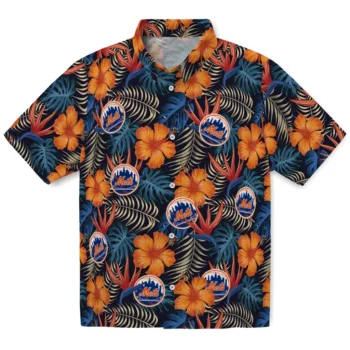 new york mets hibiscus foliage hawaiian shirts best selling