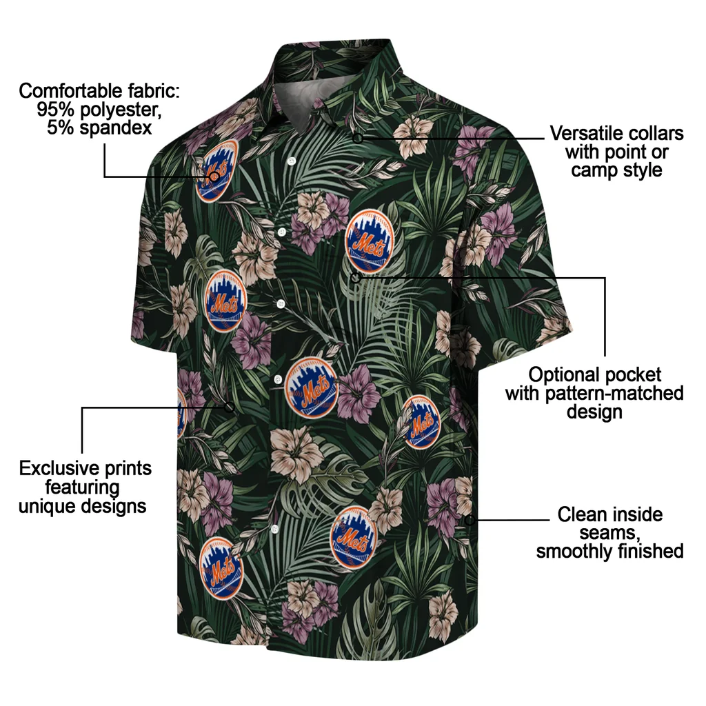 New York Mets Hawaiian Shirt - Hibiscus Leaves Pattern new york mets hibiscus leaves pattern green hawaiian shirts new arrival