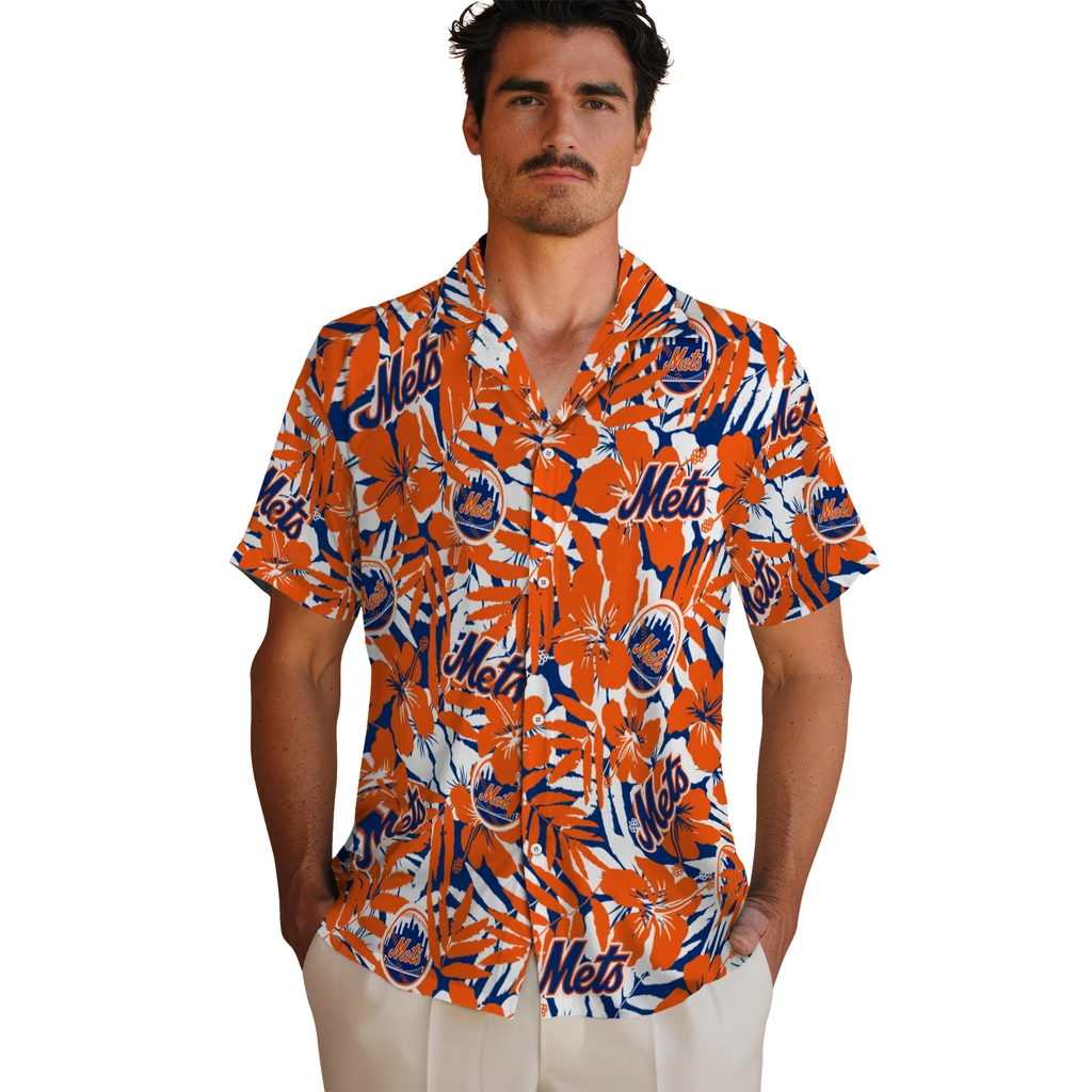 New York Mets Hawaiian Shirt - Hibiscus Overlay new york mets hibiscus overlay hawaiian shirts fashion forward