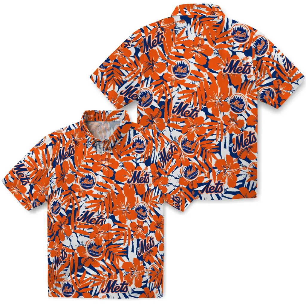New York Mets Hawaiian Shirt - Hibiscus Overlay new york mets hibiscus overlay hawaiian shirts high quality