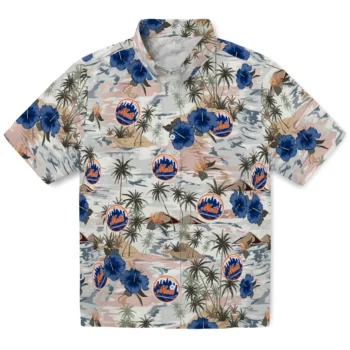 new york mets hibiscus seaside white hawaiian shirts best selling