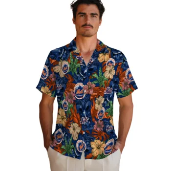 new york mets tiki jungle blue hawaiian shirts fashion forward