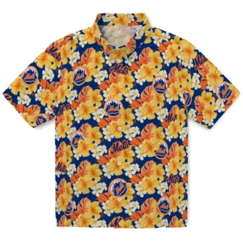 new york mets hibiscus tropics blue yellow hawaiian shirts best selling