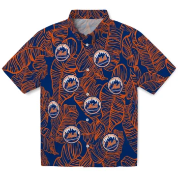 new york mets leaf outline blue hawaiian shirts best selling