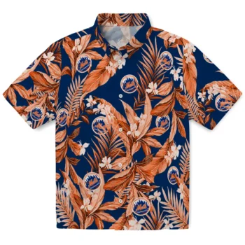 new york mets palm leaves blue hawaiian shirts best selling
