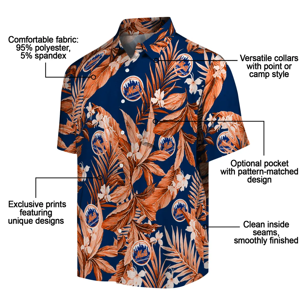 New York Mets Hawaiian Shirt - Palm Leaves new york mets palm leaves blue hawaiian shirts new arrival