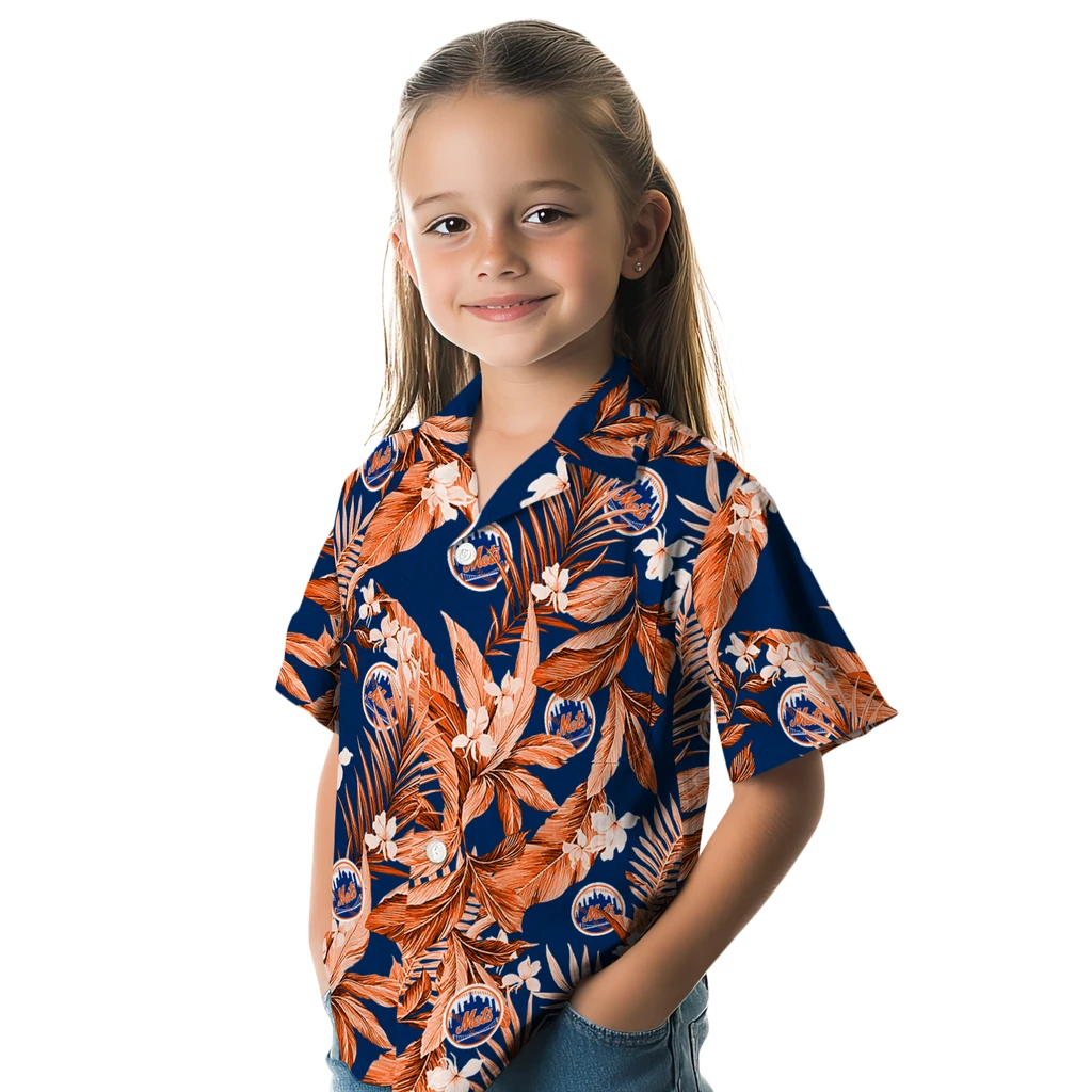 New York Mets Hawaiian Shirt - Palm Leaves new york mets palm leaves blue hawaiian shirts premium grade
