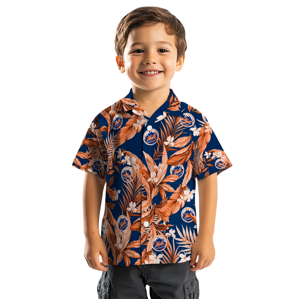 New York Mets Hawaiian Shirt - Palm Leaves new york mets palm leaves blue hawaiian shirts top rated