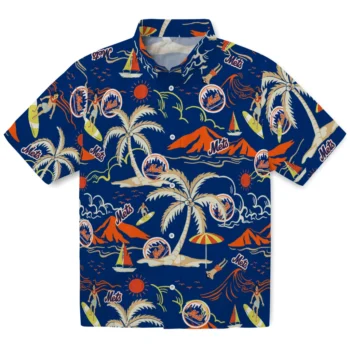 new york mets palm tree island blue hawaiian shirts best selling