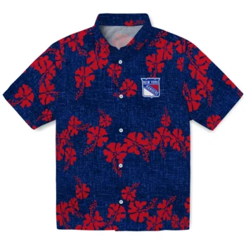 new york rangers hibiscus petals blue hawaiian shirts best selling