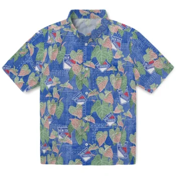 new york rangers anthurium overlay blue hawaiian shirts best selling